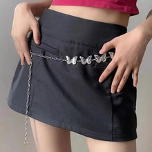 Load image into Gallery viewer, Fashion Butterfly Belt Waist Chain For Women Girl Silver Color Punk Metal Belly Belts Chain Body Chain Waistband Charm Jewelry