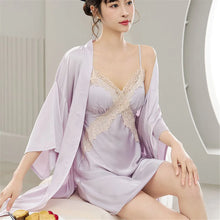 Load image into Gallery viewer, Fairy Lace Satin Twinset Robe Set – Dream Silk Slip & Kimono (Kayphoria Fairy Collection)