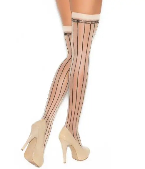Elastic Sexy Stockings For Women Black Line Print Stay Up Tights Thigh High Stockings Sexy Lingerie Nude Mesh Pantyhose Hosiery