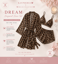 Load image into Gallery viewer, Dream Leopard Luxe 3-Piece Set — Robe, Bralette & Shorts