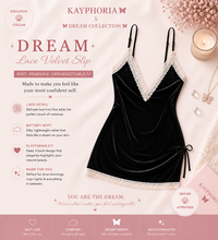 Load image into Gallery viewer, Dream Noir Lace Velvet Slip Dress