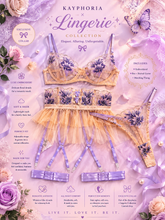 Load image into Gallery viewer, Lavender Muse Garter Lingerie Set