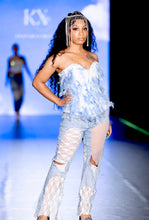 Load image into Gallery viewer, Blue Euphoria Feather Corset Top