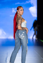 Load image into Gallery viewer, Eternal Edge Crystal Lace Denim Pants