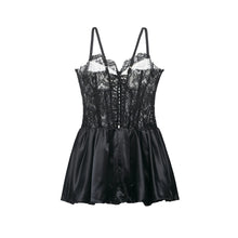 Load image into Gallery viewer, Dreamer Lace Satin Slip Dress – Midnight Noir