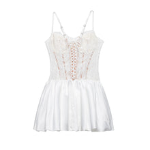 Load image into Gallery viewer, Dreamer Lace Satin Slip Dress – Midnight Noir