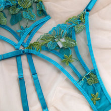 Load image into Gallery viewer, Azure Bloom Embroidered Fairy Lingerie Set