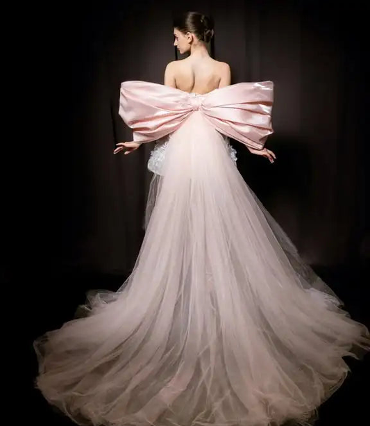 Bow Train Prom Dress