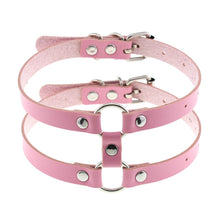 Load image into Gallery viewer, X Pink Leather Chocker Necklaces