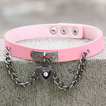 Load image into Gallery viewer, X Pink Leather Chocker Necklaces