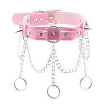 Load image into Gallery viewer, X Pink Leather Chocker Necklaces
