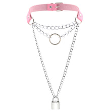 Load image into Gallery viewer, X Pink Leather Chocker Necklaces