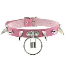 Load image into Gallery viewer, X Pink Leather Chocker Necklaces