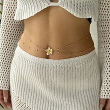 Load image into Gallery viewer, Simple Double Layers Belly Chains for Women Y2K Gold Color Metal Flower Bikini Waist Body Chain Beach Vacation Versatile Jewelry
