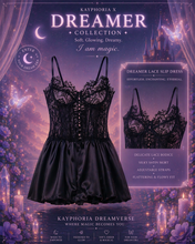 Load image into Gallery viewer, Dreamer Lace Satin Slip Dress – Midnight Noir
