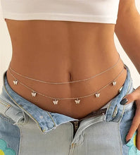 Load image into Gallery viewer, New Charm Sexy Double Layer Butterfly Chain for Women Waist Bead Belly Chain Belly Belt Summer Beach Body Jewelry Accessories
