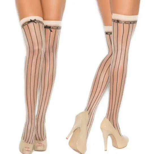 Elastic Sexy Stockings For Women Black Line Print Stay Up Tights Thigh High Stockings Sexy Lingerie Nude Mesh Pantyhose Hosiery