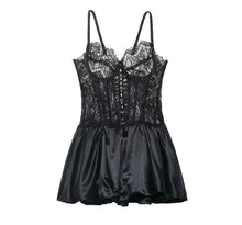 Load image into Gallery viewer, Dreamer Lace Satin Slip Dress – Midnight Noir
