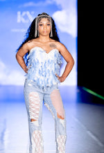 Load image into Gallery viewer, Blue Euphoria  Feather Corset Top
