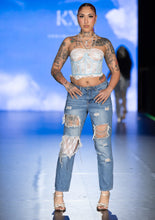 Load image into Gallery viewer, Eternal Edge Crystal Lace Denim Pants
