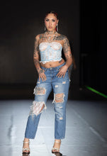 Load image into Gallery viewer, Eternal Edge Crystal Lace Denim Pants
