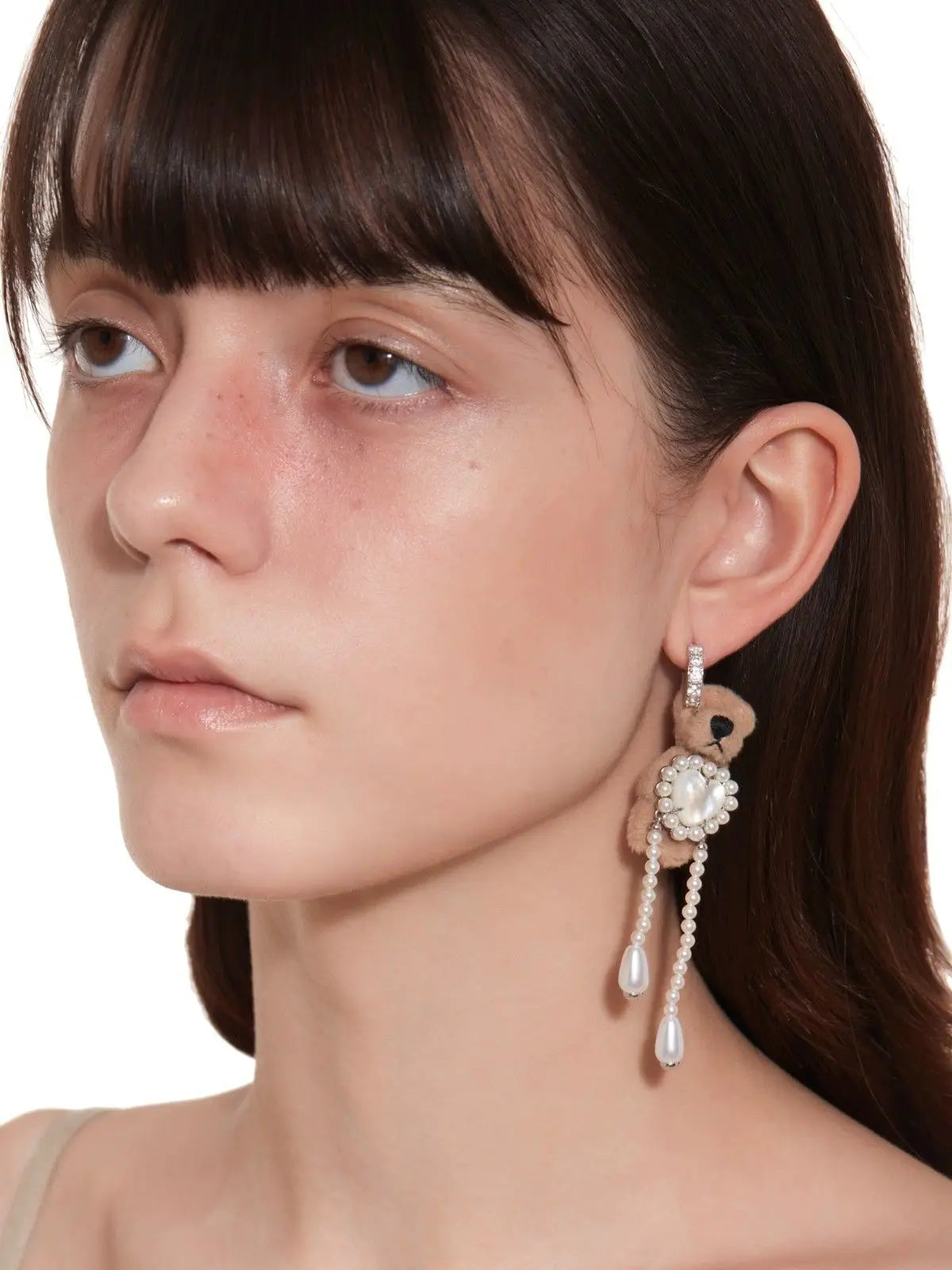 Teddy Bear Earrings Heart Pear Hoop Earrings Brown Bear Cute Animal Funny Earrings for Women Fashion Jewelry Gift