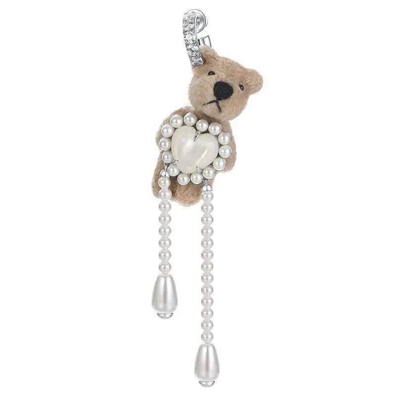 Teddy Bear Earrings Heart Pear Hoop Earrings Brown Bear Cute Animal Funny Earrings for Women Fashion Jewelry Gift