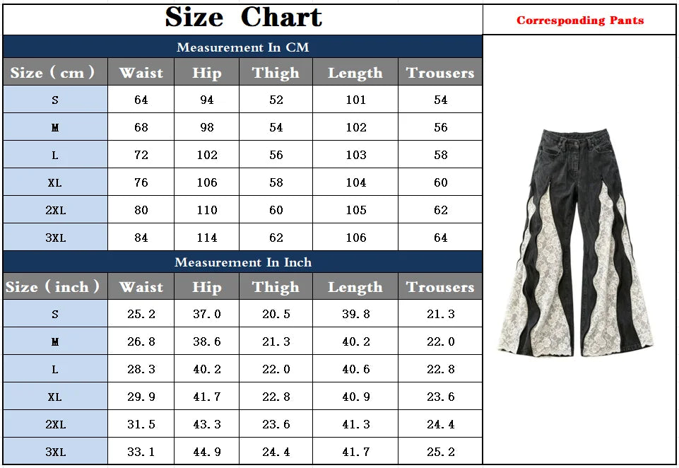 Lace Panel Flares — size and fit guide