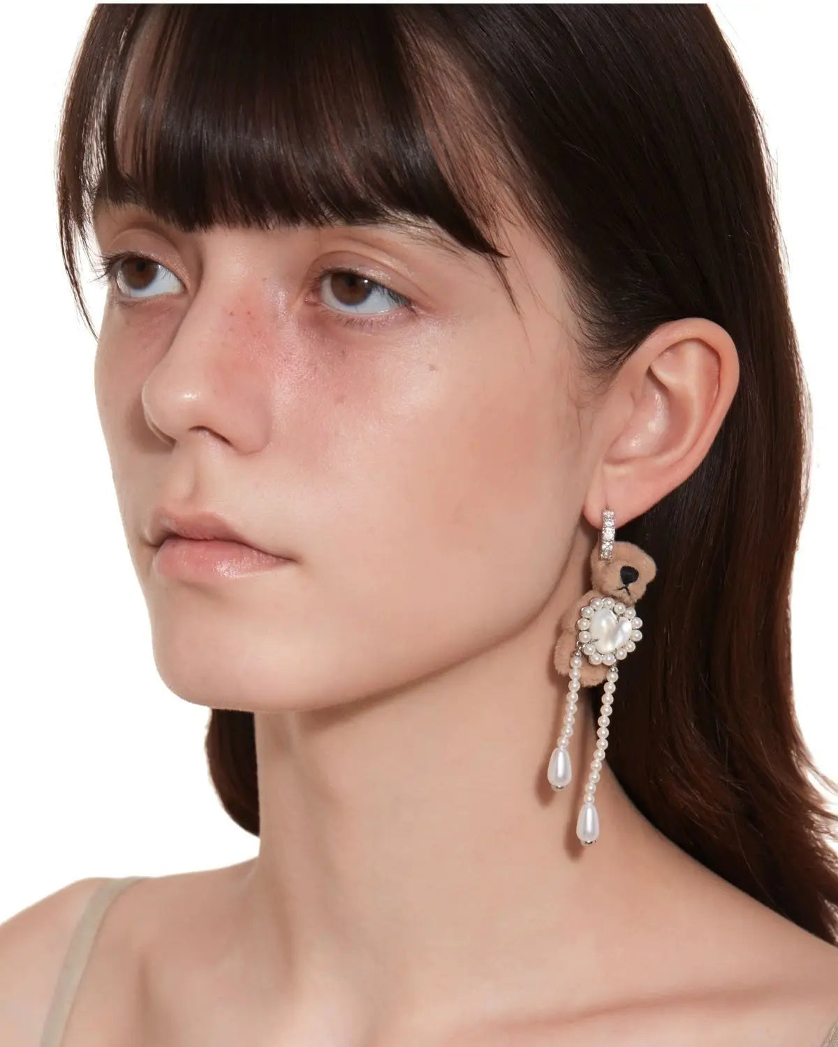 Teddy Bear Earrings Heart Pear Hoop Earrings Brown Bear Cute Animal Funny Earrings for Women Fashion Jewelry Gift