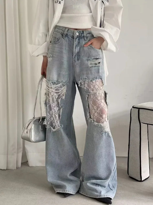 Ripped Lace Denim