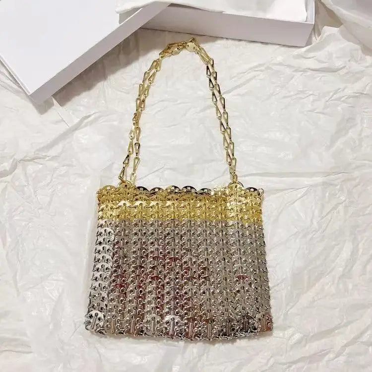Women's Diamond Handbag Designer Sequins Evening Bag Metal Chain Rhinestone Hollow Evening Bag Clutch Holiday Shoulder Bag