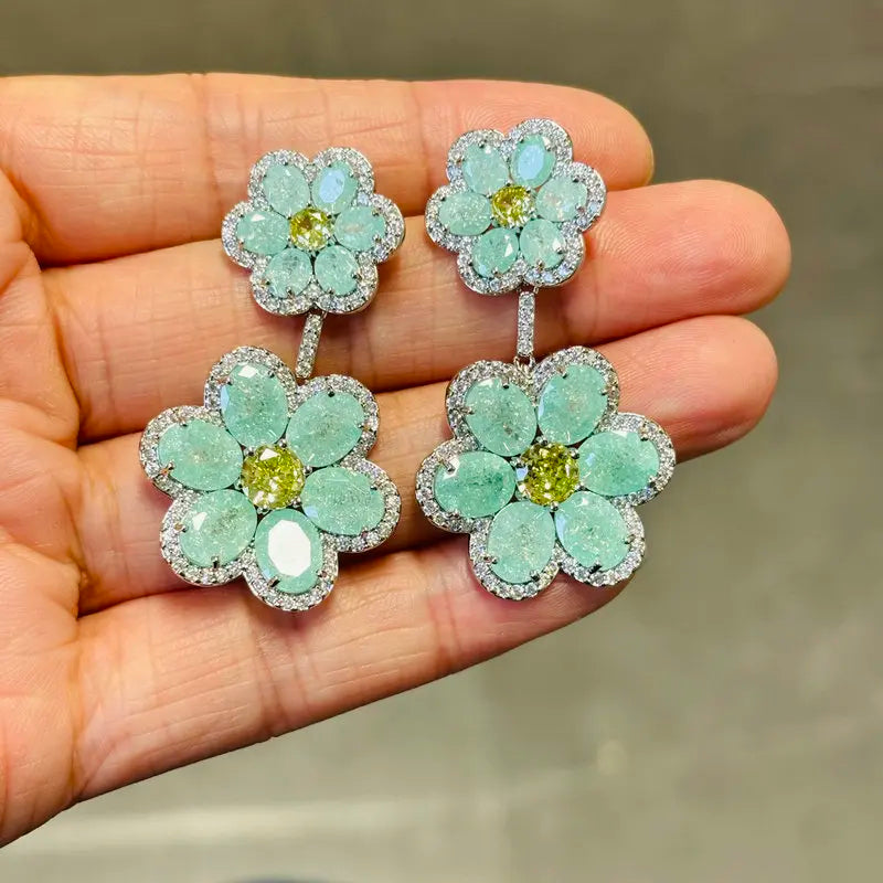 Bilincolor Fashion Summer Pink and Yellow Flower Drop Earring for Women
