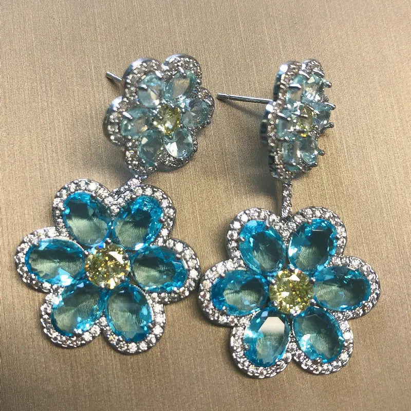 Bilincolor Fashion Summer Pink and Yellow Flower Drop Earring for Women