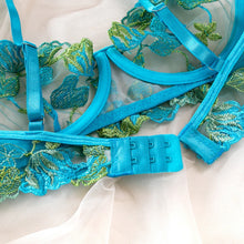 Load image into Gallery viewer, Azure Bloom Embroidered Fairy Lingerie Set
