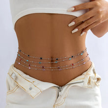 Load image into Gallery viewer, Simple Sexy Blue Pink Rhinestone Belly Chains For Women Silver Gold Color Metal Beach Link Chains Waist Body Jewelry Accessory
