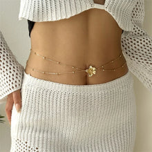 Load image into Gallery viewer, Simple Double Layers Belly Chains for Women Y2K Gold Color Metal Flower Bikini Waist Body Chain Beach Vacation Versatile Jewelry
