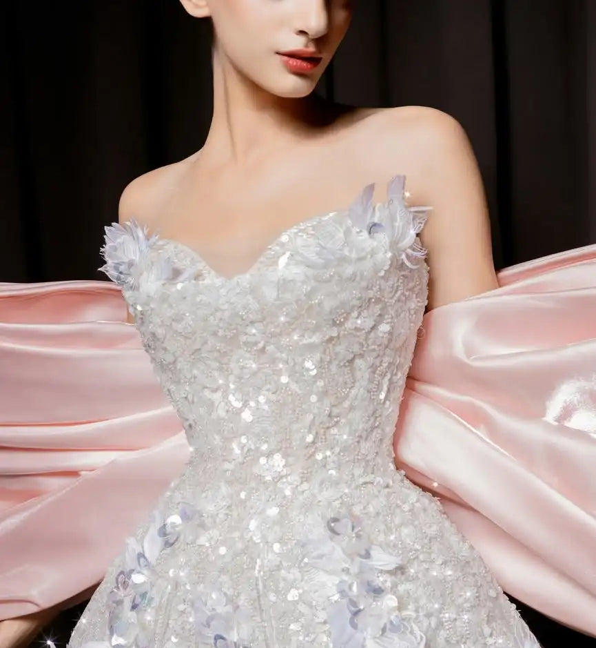 Bow Train Prom Dress